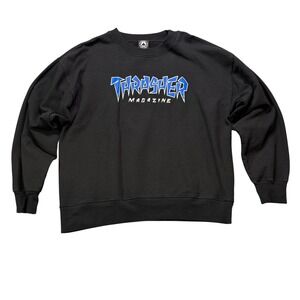 Thrasher Magazine Black Crewneck Sweatshirt Men's Size L Y2K Streetwear Grunge